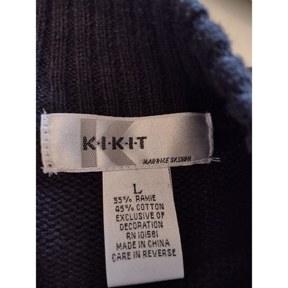 KIKIT Black Christmas Cardigan Sweater Large Embellished ZIP - Picture 9 of 9